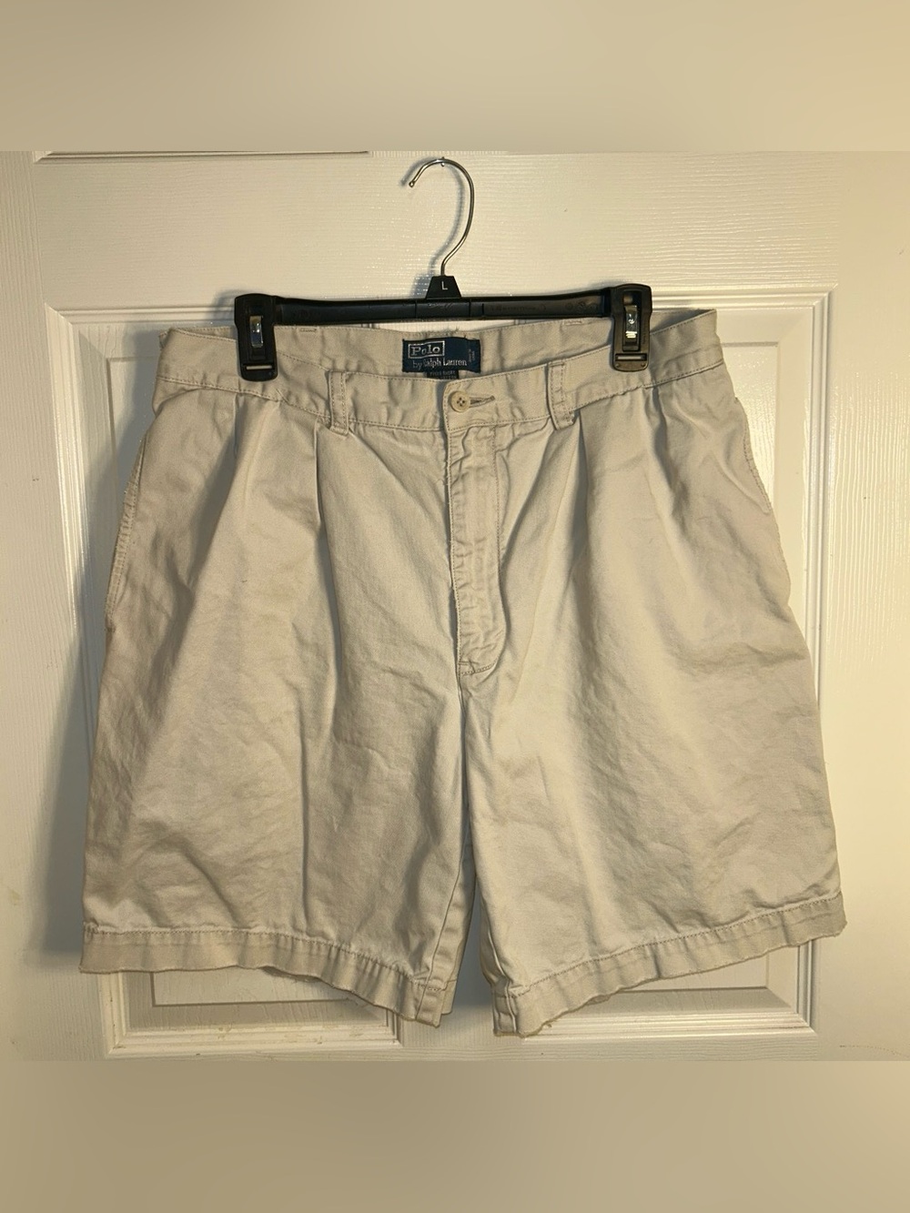 Vintage Ralph Lauren Khaki Flat-Front Cotton Men's Shorts